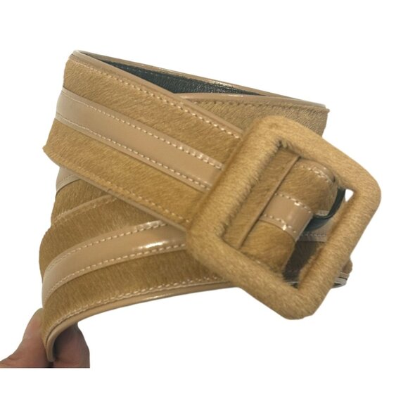 Vintage Oscar de la Renta Pony Hair Leather Belt in Camel main image 5